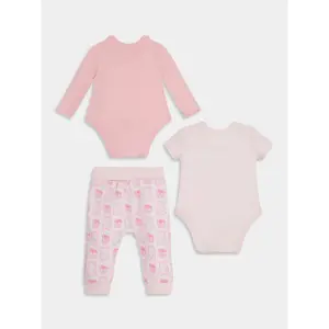 Short sleeve bodysuit + long sleeve bodysuit + baby pants Guess image-1