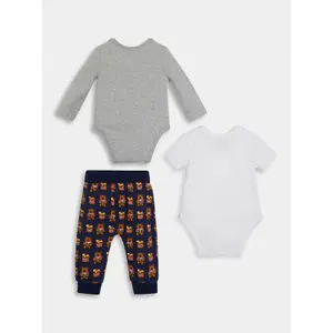 Short sleeve bodysuit + long sleeve bodysuit + baby pants Guess image-1