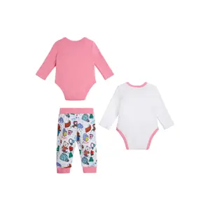 Set of 2 long sleeve bodysuits + baby girl jogging suit Guess image-1