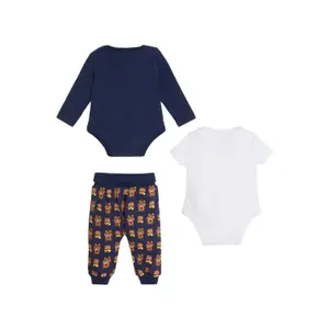 Baby girl bodysuit + long sleeve bodysuit + jogging suit set Guess image-1