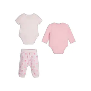 Baby girl bodysuit + long sleeve bodysuit + jogging suit set Guess image-1