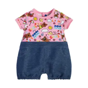 Baby girl short jumpsuit in mixed fabric Guess image-0