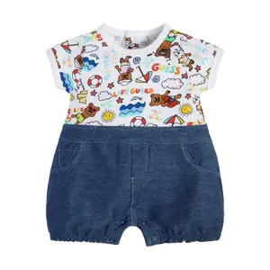 Baby girl short jumpsuit in mixed fabric Guess image-0