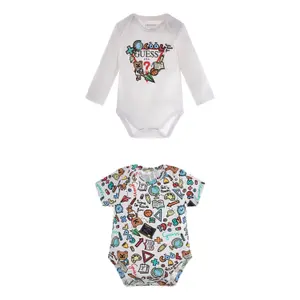 Baby short-sleeved bodysuit + long-sleeved bodysuit set Guess image-0