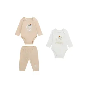 Set of 2 long sleeve bodysuits and trousers for baby boy Guess (x2) image-0