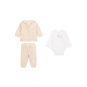 Hooded sweatshirt and trouser set with long-sleeve bodysuit for baby Guess image-0