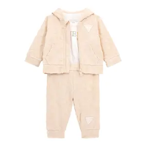 Hooded sweatshirt and trouser set with long-sleeve bodysuit for baby Guess image-1