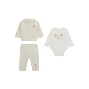 Baby Body mit langen Ärmeln, Kapuzensweatshirt und Hose Guess image-0