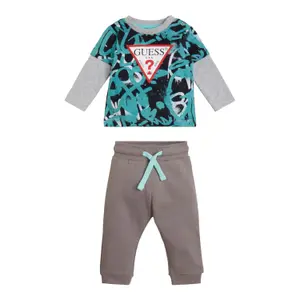 Baby boy long sleeve t-shirt + jogging suit Guess image-0