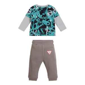 Baby boy long sleeve t-shirt + jogging suit Guess image-1
