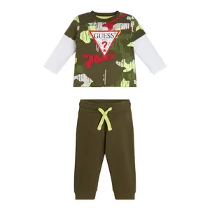 Baby boy long sleeve t-shirt + jogging suit Guess image-0
