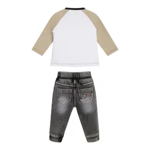Baby boy long sleeve t-shirt and jeans set Guess image-1