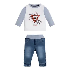 Baby boy long sleeve t-shirt and jeans knit set Guess image-0