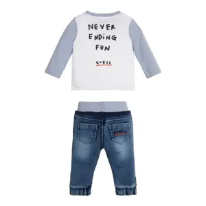 Baby boy long sleeve t-shirt and jeans knit set Guess image-1
