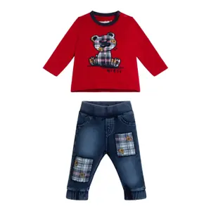 Baby boy long sleeve t-shirt and jeans knit set Guess image-0
