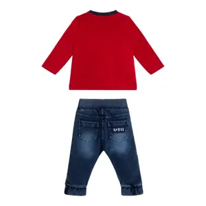 Baby boy long sleeve t-shirt and jeans knit set Guess image-1