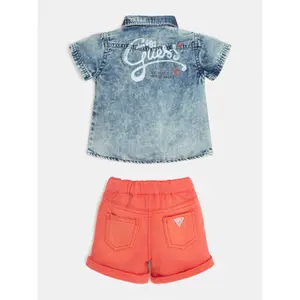Baby boy denim shirt + shorts set Guess image-1