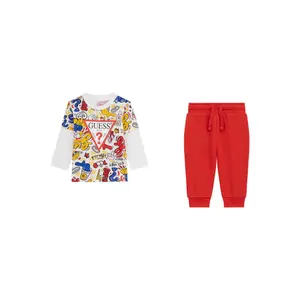Baby boy long sleeve t-shirt and trousers set Guess image-0