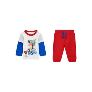Baby boy long sleeve t-shirt and trousers set Guess image-0