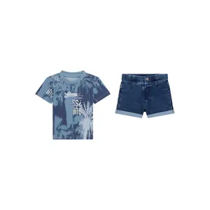 Baby boy t-shirt and denim shorts set Guess image-0