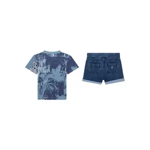 Baby boy t-shirt and denim shorts set Guess image-1