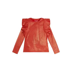 Long sleeve ribbed t-shirt coated with girl's leaf Guess image-0