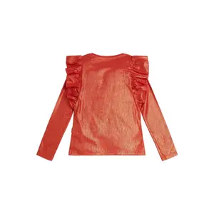 Long sleeve ribbed t-shirt coated with girl's leaf Guess image-1