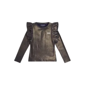 Long sleeve ribbed t-shirt coated with girl's leaf Guess image-0