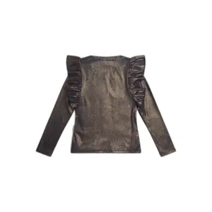 Long sleeve ribbed t-shirt coated with girl's leaf Guess image-1