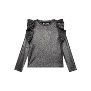 Long sleeve ribbed t-shirt coated with girl's leaf Guess image-0