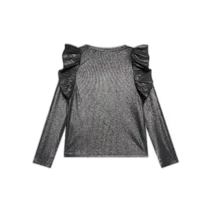 Long sleeve ribbed t-shirt coated with girl's leaf Guess image-1