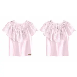 Girl's jersey and sangallo tank top Guess image-0