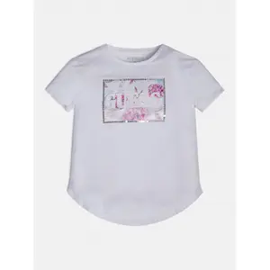 Elastic viscose T-shirt for girls Guess High Low image-1