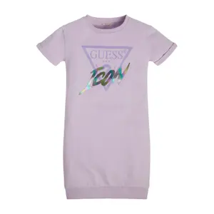 Girl's t-shirt dress with rolled up sleeves Guess image-0