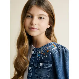 Sequined denim jacket for girls Guess image-2