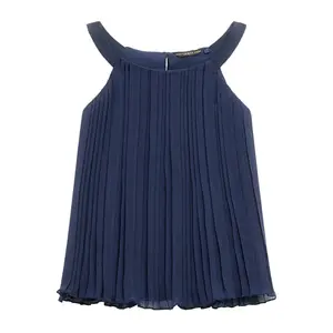 Girl's pleated chiffon tank top Guess image-0