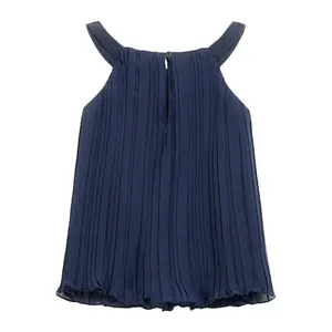 Girl's pleated chiffon tank top Guess image-1