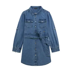 Robe chemise en jeans manches longues fille Guess image-0