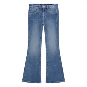 Flared denim jeans with rhinestones for girls Guess Cmf image-0