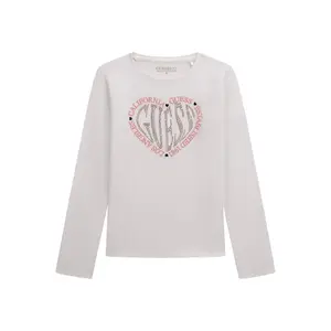 Girl's long sleeve round neck cotton t-shirt Guess image-0