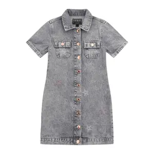 Abito a maniche lunghe con stella per ragazza Guess RGD DNM image-0