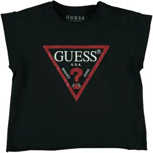 Girl's cropped cotton jersey T-shirt Guess 180 Solid image-0