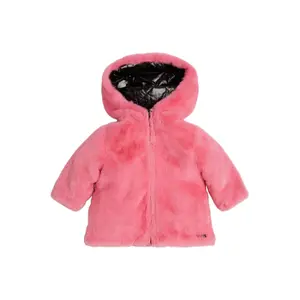 Baby-Mädchen-Mantel aus Nylon und Kunstpelz, beidseitig tragbar Guess image-0