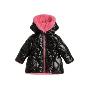 Baby-Mädchen-Mantel aus Nylon und Kunstpelz, beidseitig tragbar Guess image-1