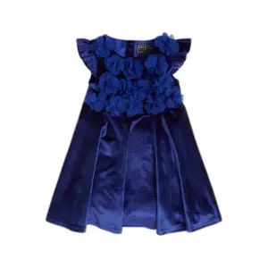 Velvet dress with flowers girl Guess image-0