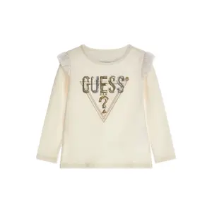 Long-sleeved t-shirt with frills on girl's shoulders Guess image-0