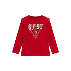 Long-sleeved t-shirt with frills on girl's shoulders Guess image-0