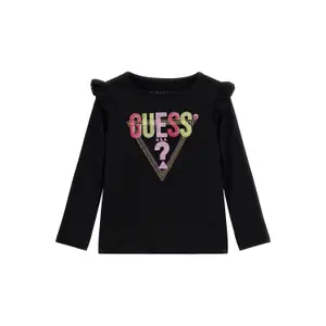 Long-sleeved t-shirt with frills on girl's shoulders Guess image-0