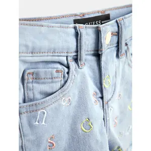 Baby girl embroidered denim shorts Guess image-4