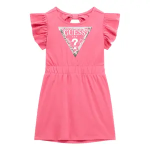 Short-sleeved stretchy jersey dress for baby girl Guess image-0